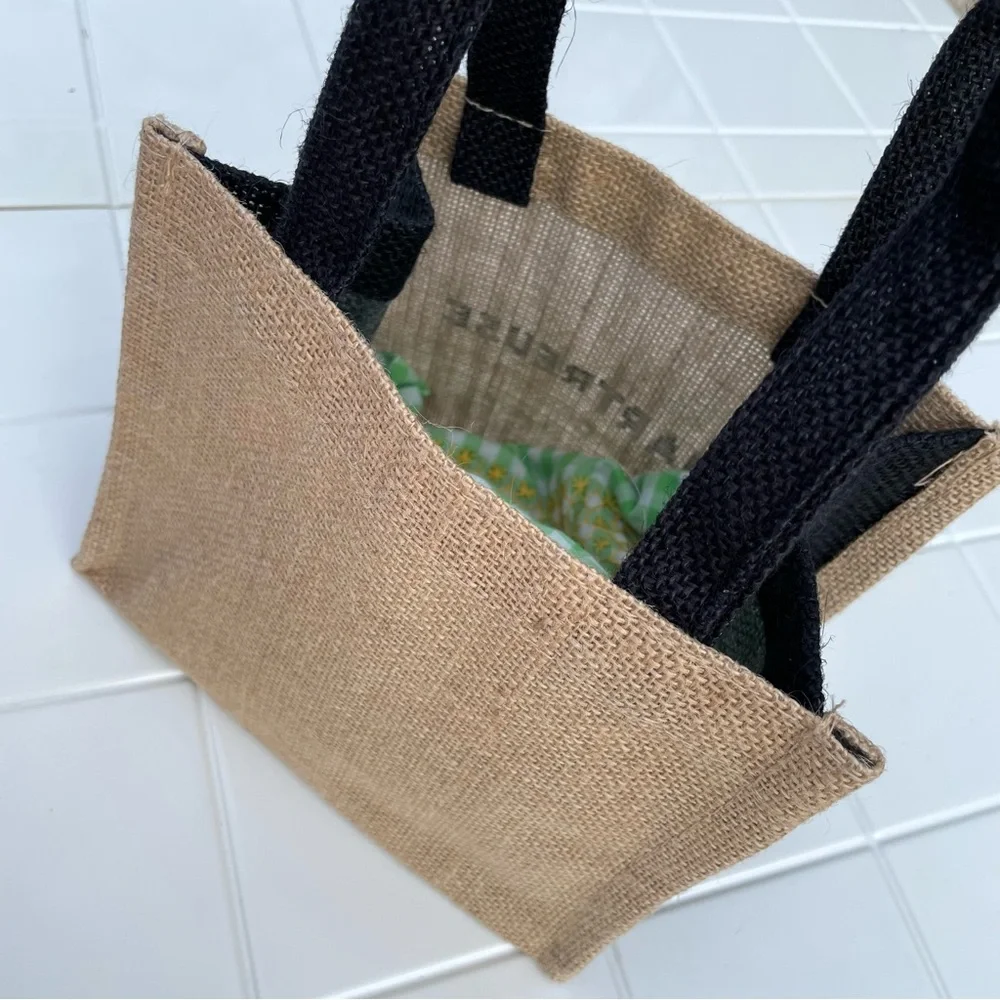 CHARTREUSE Liqueur Burlap Natural Jute Mini Tote Bag Gift Bag Promo Item